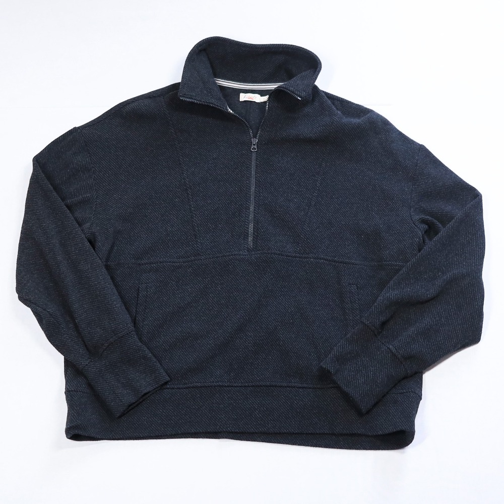 Faherty Legend Lounge Half Zip Sweatshirt Dark Gray Women's Medium Textured